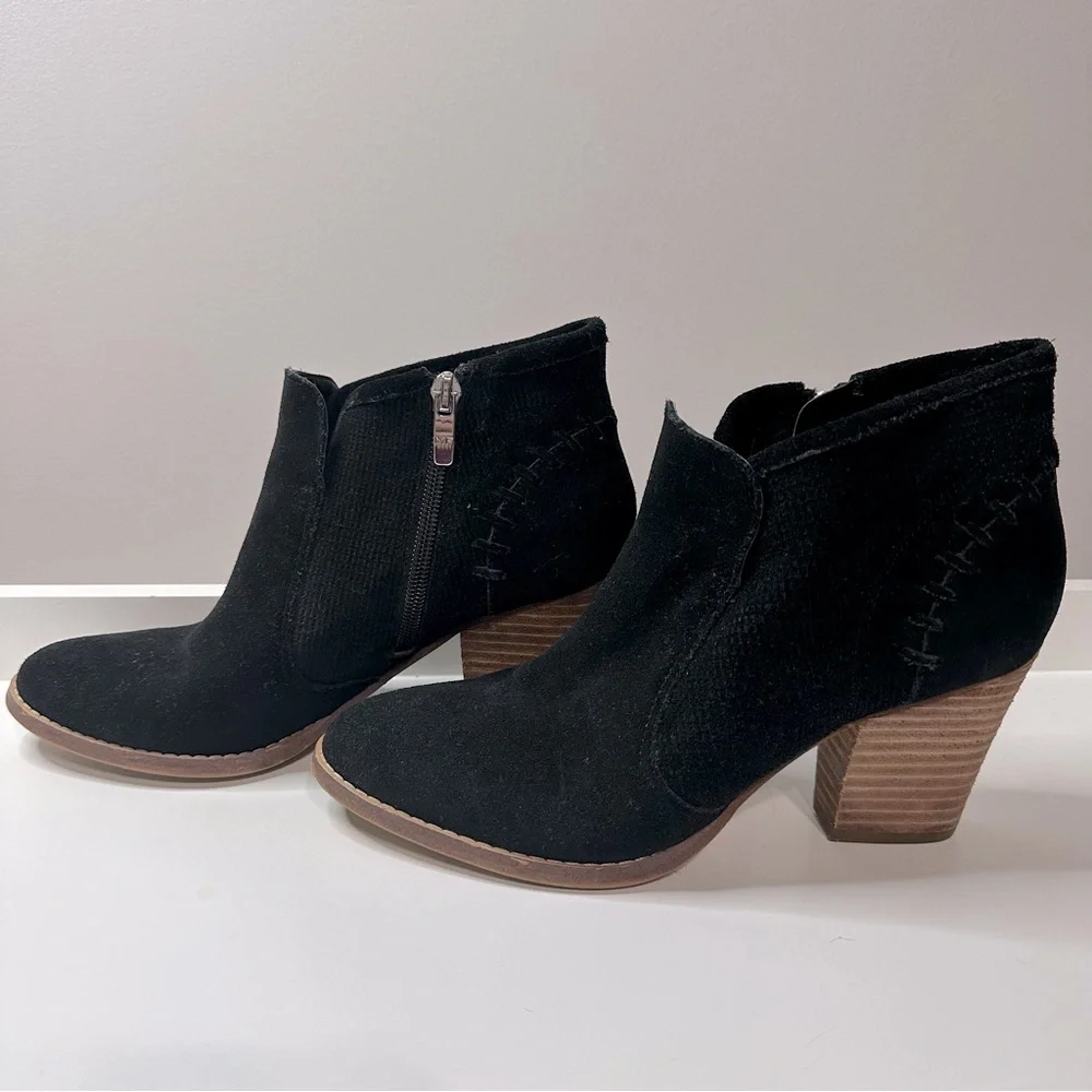 Marc Fisher Cadis Booties Suede Black with Brown Heel Size 7 - Picture 4 of 4